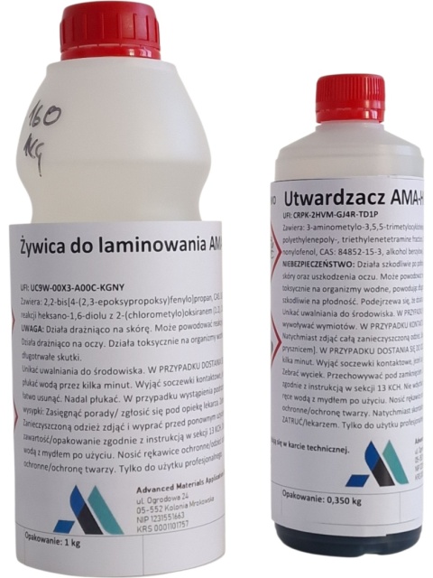 Żywica epoksydowa zestaw 1,35kg 1kg LG 160 + utwardzacz 350g HG353 - czas pracy 50min.