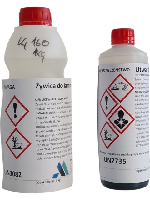 Żywica epoksydowa zestaw 1,35kg 1kg LG 160 + utwardzacz 350g HG353 - czas pracy 50min.